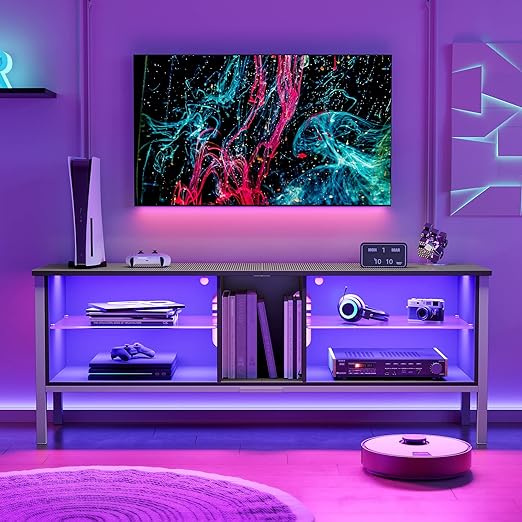 Bestier TV Stand Gaming Entertainment Center with LED Light